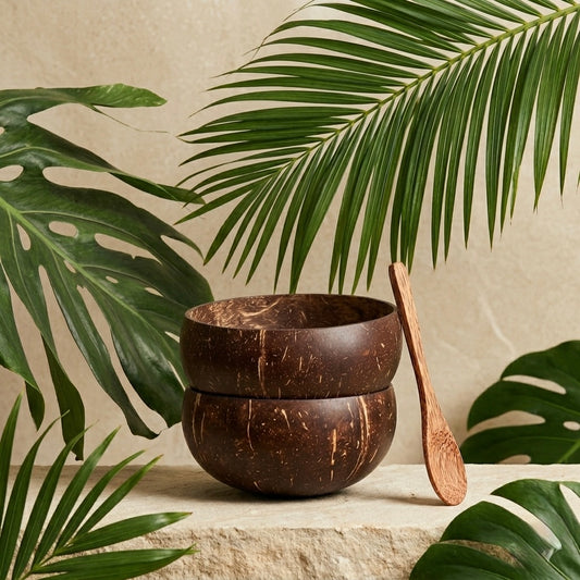 Pair of Natural Shell Coconut Bowls (Qty 2) 🌿